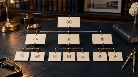 Cartes de contenus organisées en hiérarchie et reliées par un maillage interne